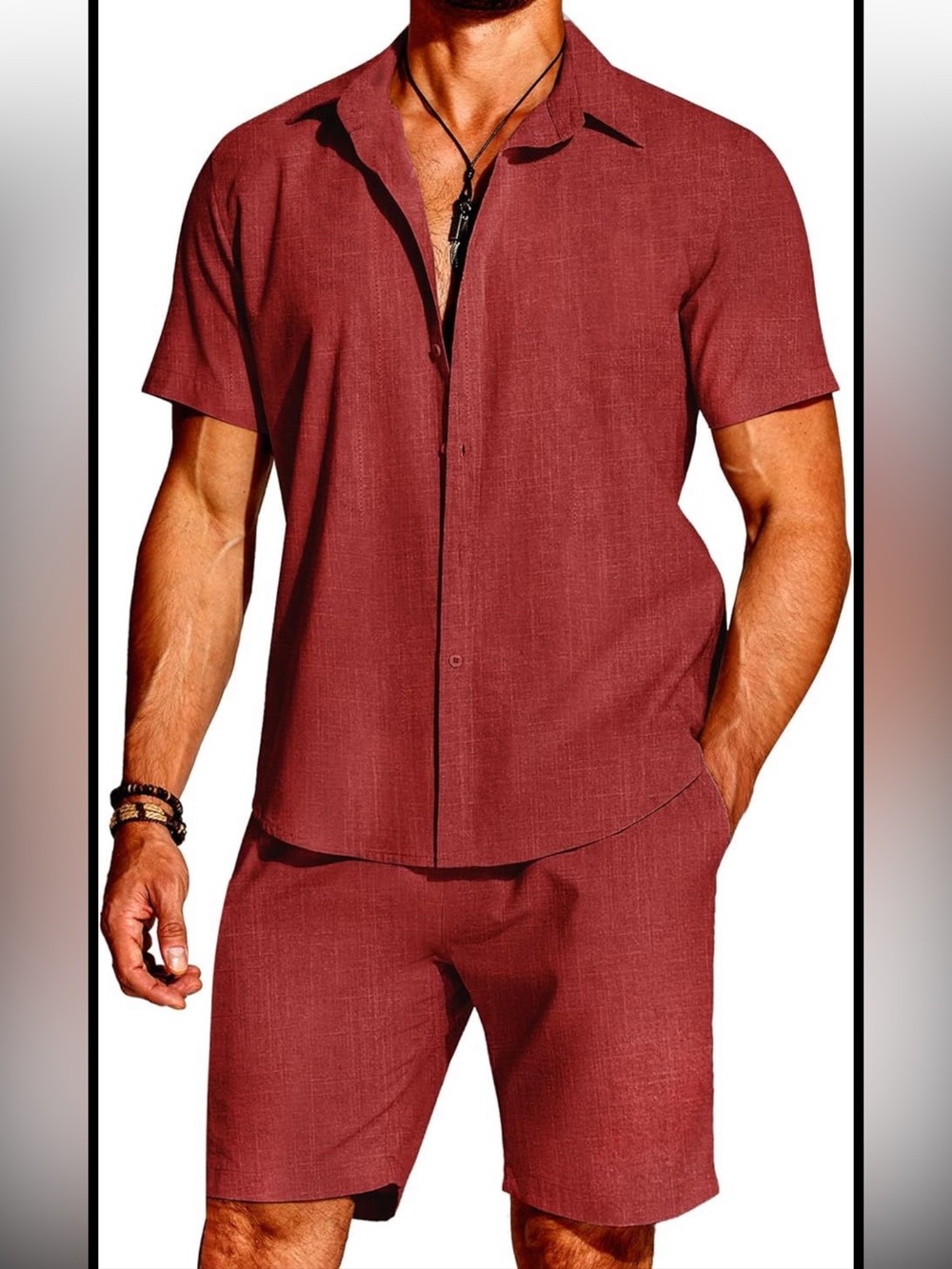 (6) New 2pc Short Sleeve Button-Down shirt and shorts